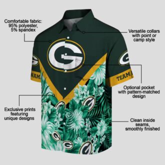Custom Green Bay Packers Floral Chevron Hawaiian Shirt, Tropical NFL Shirt for Summer