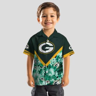 Custom Green Bay Packers Floral Chevron Hawaiian Shirt, Tropical NFL Shirt for Summer