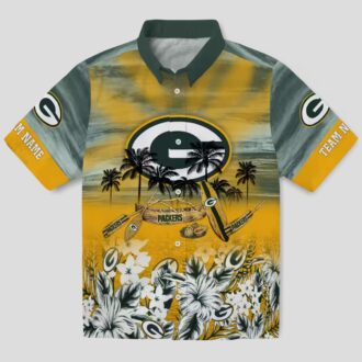 Custom Green Bay Packers Hawaiian Shirt, Tropical Canoe Aloha Shirt for NFL Fans
