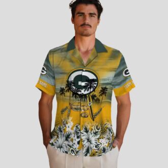 Custom Green Bay Packers Hawaiian Shirt, Tropical Canoe Aloha Shirt for NFL Fans