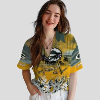 Custom Green Bay Packers Hawaiian Shirt, Tropical Canoe Aloha Shirt for NFL Fans