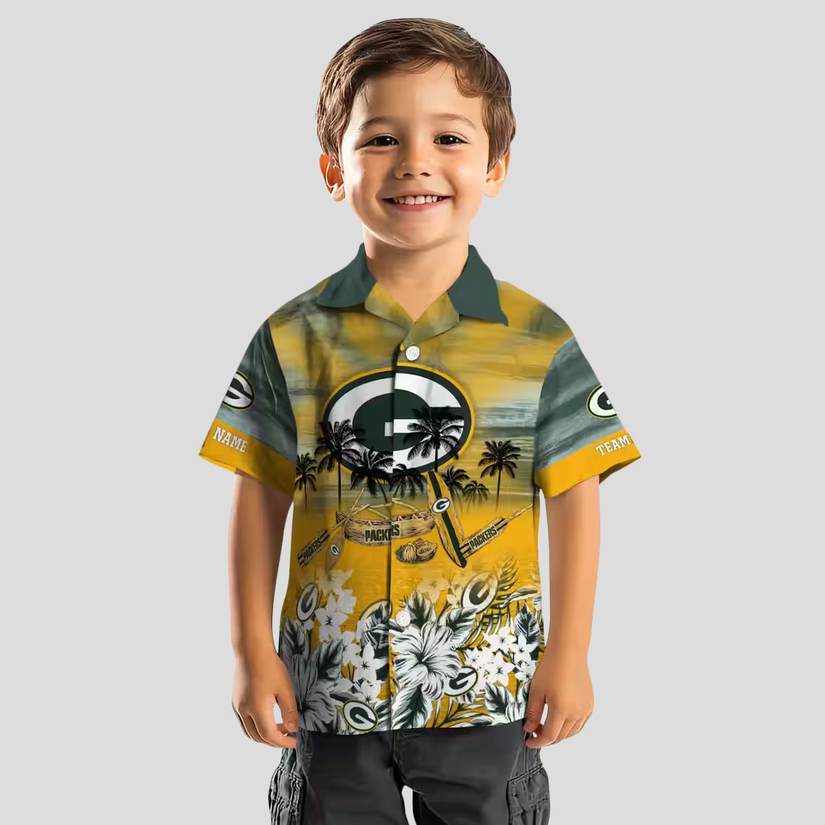 Custom Green Bay Packers Hawaiian Shirt, Tropical Canoe Aloha Shirt for NFL Fans