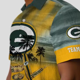 Custom Green Bay Packers Hawaiian Shirt, Tropical Canoe Aloha Shirt for NFL Fans