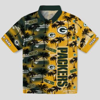 Custom NFL Green Bay Packers Hawaiian Shirt, Palm Silhouettes Green Aloha NFL Shirt