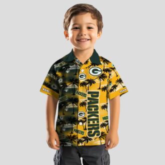 Custom NFL Green Bay Packers Hawaiian Shirt, Palm Silhouettes Green Aloha NFL Shirt