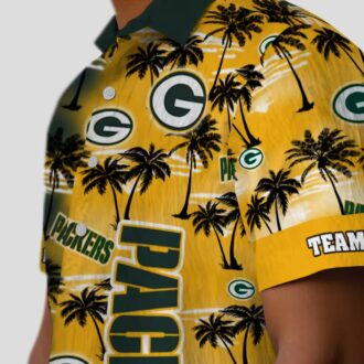 Custom NFL Green Bay Packers Hawaiian Shirt, Palm Silhouettes Green Aloha NFL Shirt