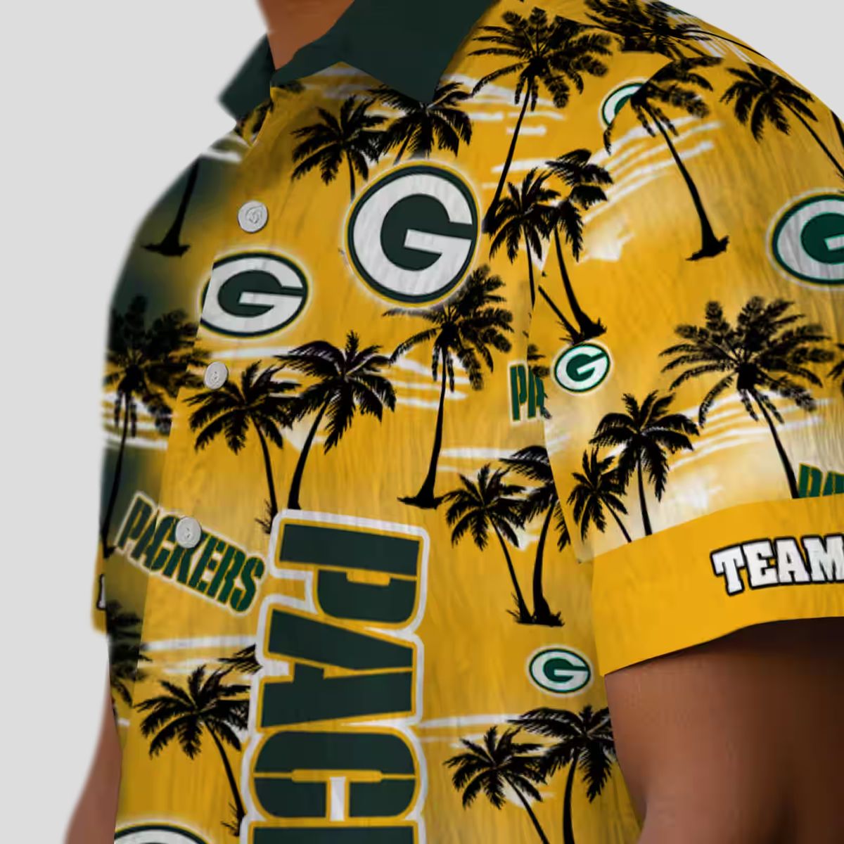 Custom NFL Green Bay Packers Hawaiian Shirt, Palm Silhouettes Green Aloha NFL Shirt