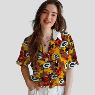 Floral Green Bay Packers Hawaiian Shirt - Tropical Toucan Design with Red & Green