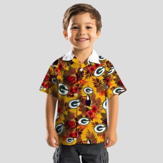 Floral Green Bay Packers Hawaiian Shirt - Tropical Toucan Design with Red & Green