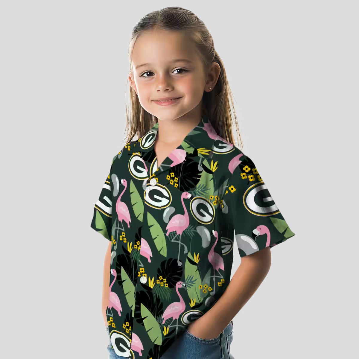 Green Bay Packers Aloha Hawaiian Shirt, Flamingo Leaves Tropical Shirt for NFL Fans