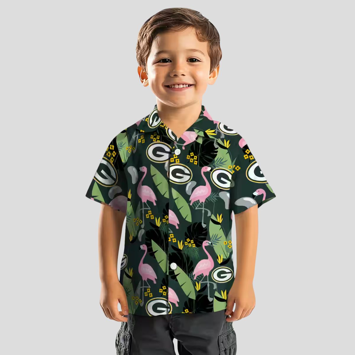 Green Bay Packers Aloha Hawaiian Shirt, Flamingo Leaves Tropical Shirt for NFL Fans