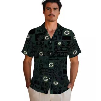 Green Bay Packers Aloha Shirt, Tropical Patchwork Hawaiian Shirt for NFL Fans