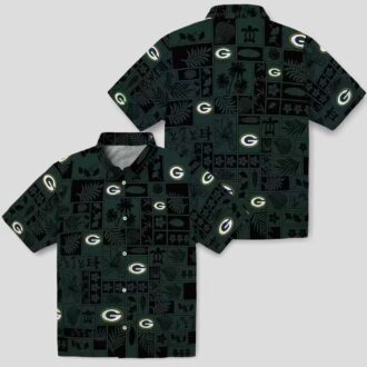 Green Bay Packers Aloha Shirt, Tropical Patchwork Hawaiian Shirt for NFL Fans