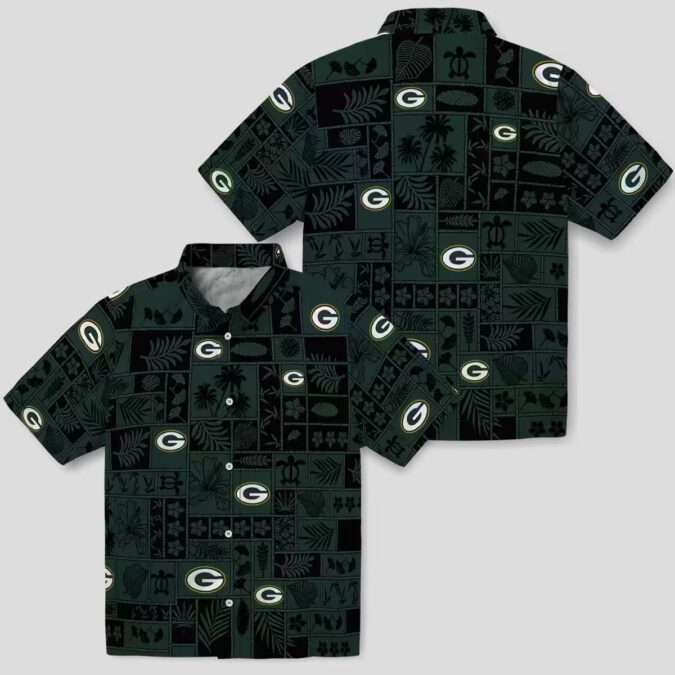 Green Bay Packers Aloha Shirt, Tropical Patchwork Hawaiian Shirt for NFL Fans