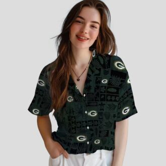 Green Bay Packers Aloha Shirt, Tropical Patchwork Hawaiian Shirt for NFL Fans
