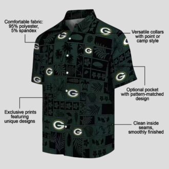 Green Bay Packers Aloha Shirt, Tropical Patchwork Hawaiian Shirt for NFL Fans