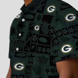 Green Bay Packers Aloha Shirt, Tropical Patchwork Hawaiian Shirt for NFL Fans