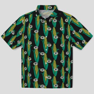 Green Bay Packers Corn Motifs Hawaiian Shirt, Black Green NFL Aloha Beach Shirt
