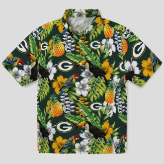 Green Bay Packers Custom Hawaiian Shirt, Tropical Toucan Beach Vacation NFL Shirt
