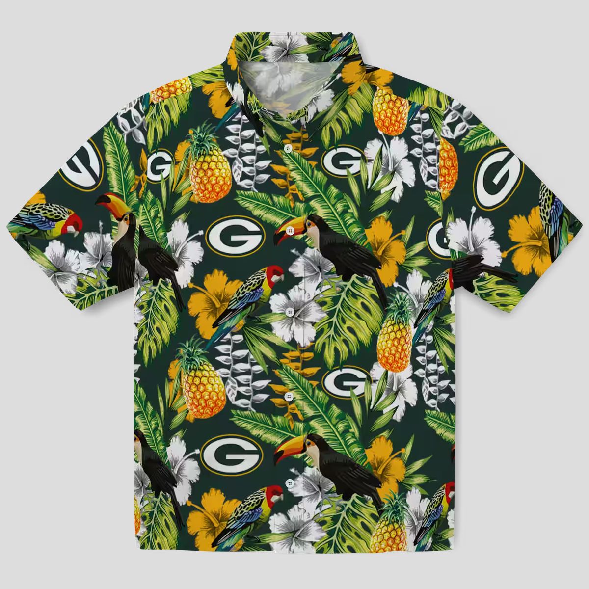 Green Bay Packers Custom Hawaiian Shirt, Tropical Toucan Beach Vacation NFL Shirt