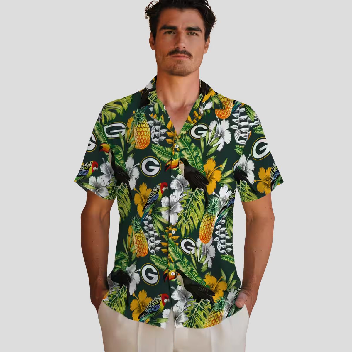 Green Bay Packers Custom Hawaiian Shirt, Tropical Toucan Beach Vacation NFL Shirt