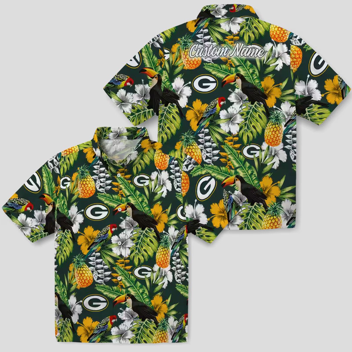 Green Bay Packers Custom Hawaiian Shirt, Tropical Toucan Beach Vacation NFL Shirt