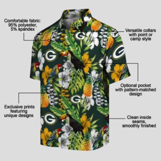 Green Bay Packers Custom Hawaiian Shirt, Tropical Toucan Beach Vacation NFL Shirt