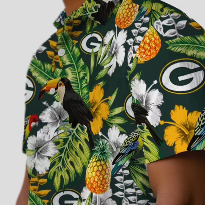 Green Bay Packers Custom Hawaiian Shirt, Tropical Toucan Beach Vacation NFL Shirt