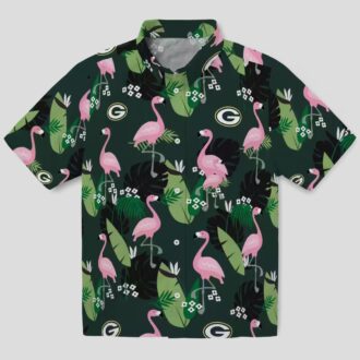 Green Bay Packers Flamingo Leaf Hawaiian Shirt, Aloha NFL Tropical Shirt for Fans & Summer