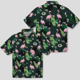 Green Bay Packers Flamingo Leaf Hawaiian Shirt, Aloha NFL Tropical Shirt for Fans & Summer