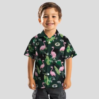 Green Bay Packers Flamingo Leaf Hawaiian Shirt, Aloha NFL Tropical Shirt for Fans & Summer