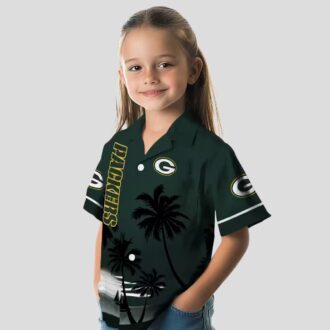 Green Bay Packers Hawaiian Shirt for NFL Fans, Beach Sunset Aloha Shirt in Green & Black