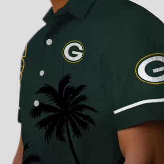 Green Bay Packers Hawaiian Shirt for NFL Fans, Beach Sunset Aloha Shirt in Green & Black