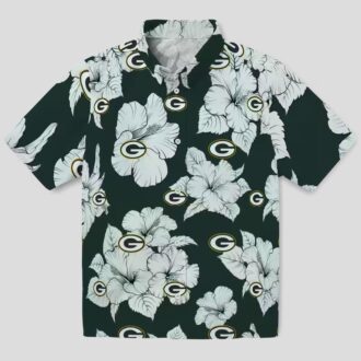 Green Bay Packers Hibiscus Blooms White Hawaiian Shirt, NFL Football Fan Gifts
