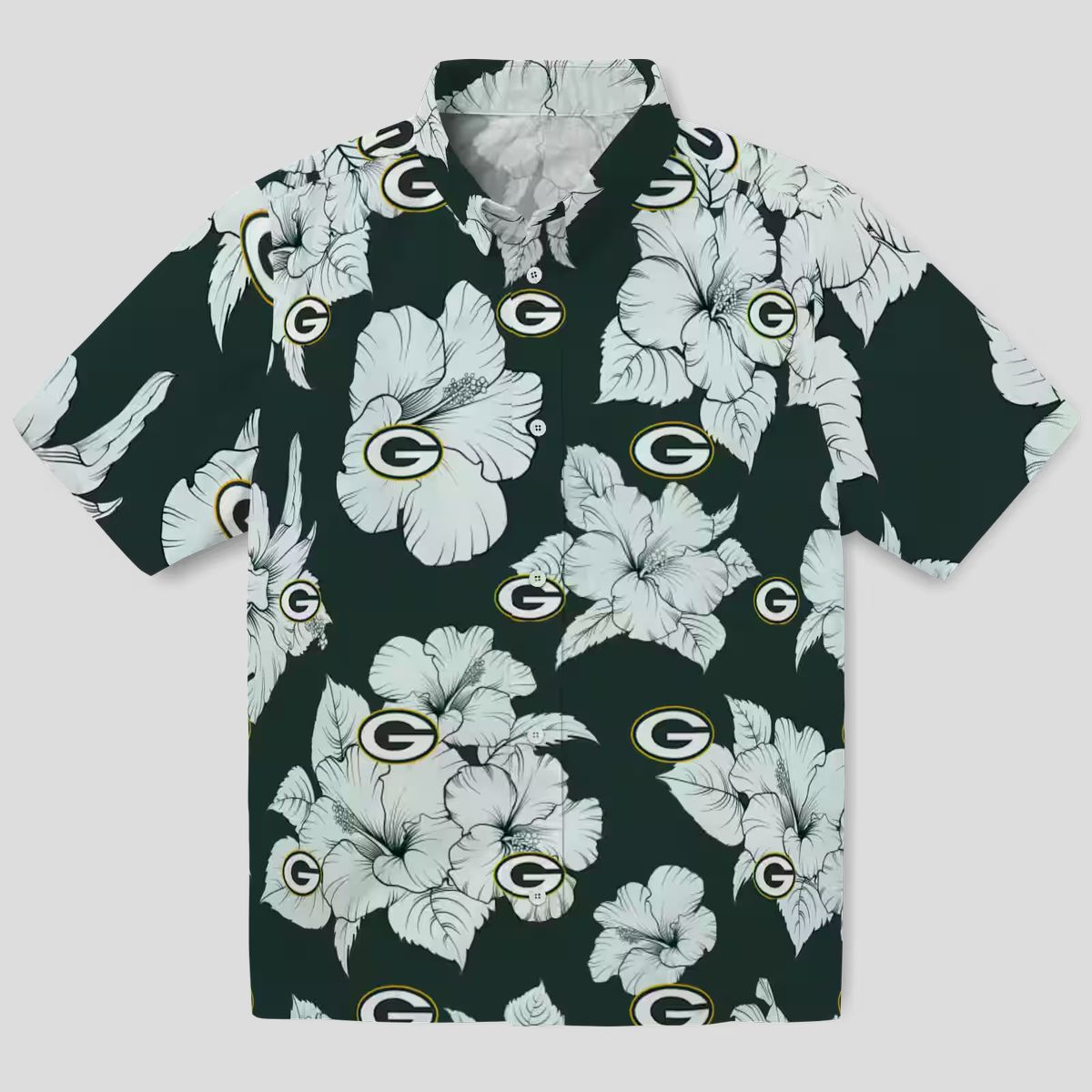 Green Bay Packers Hibiscus Blooms White Hawaiian Shirt, NFL Football Fan Gifts