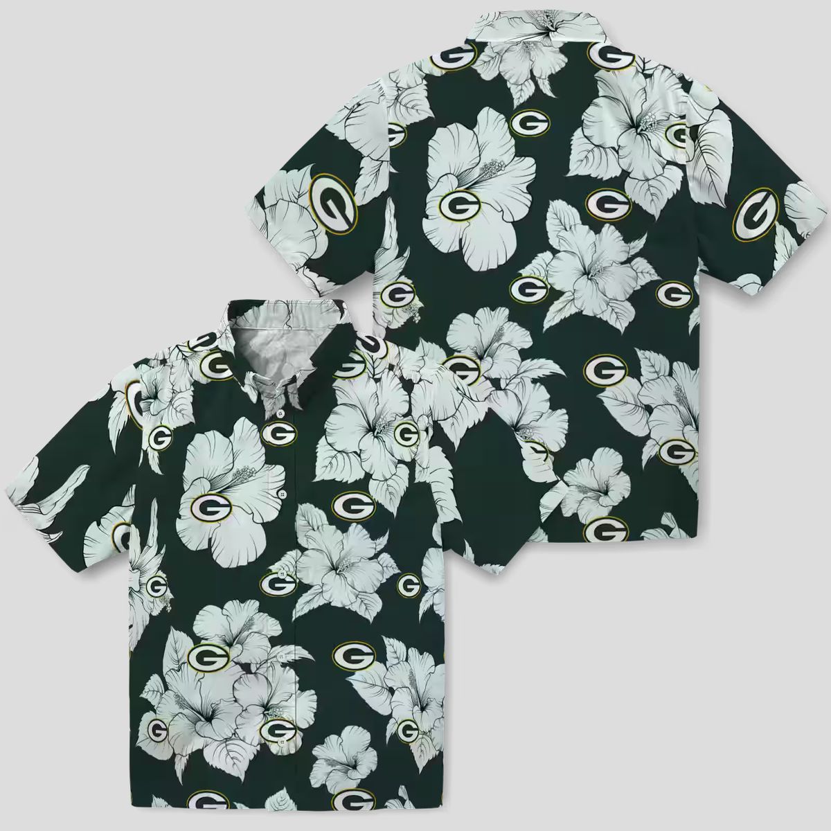 Green Bay Packers Hibiscus Blooms White Hawaiian Shirt, NFL Football Fan Gifts