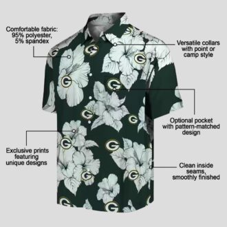 Green Bay Packers Hibiscus Blooms White Hawaiian Shirt, NFL Football Fan Gifts