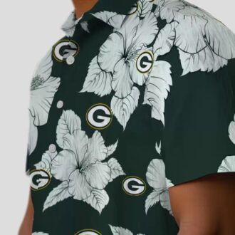 Green Bay Packers Hibiscus Blooms White Hawaiian Shirt, NFL Football Fan Gifts