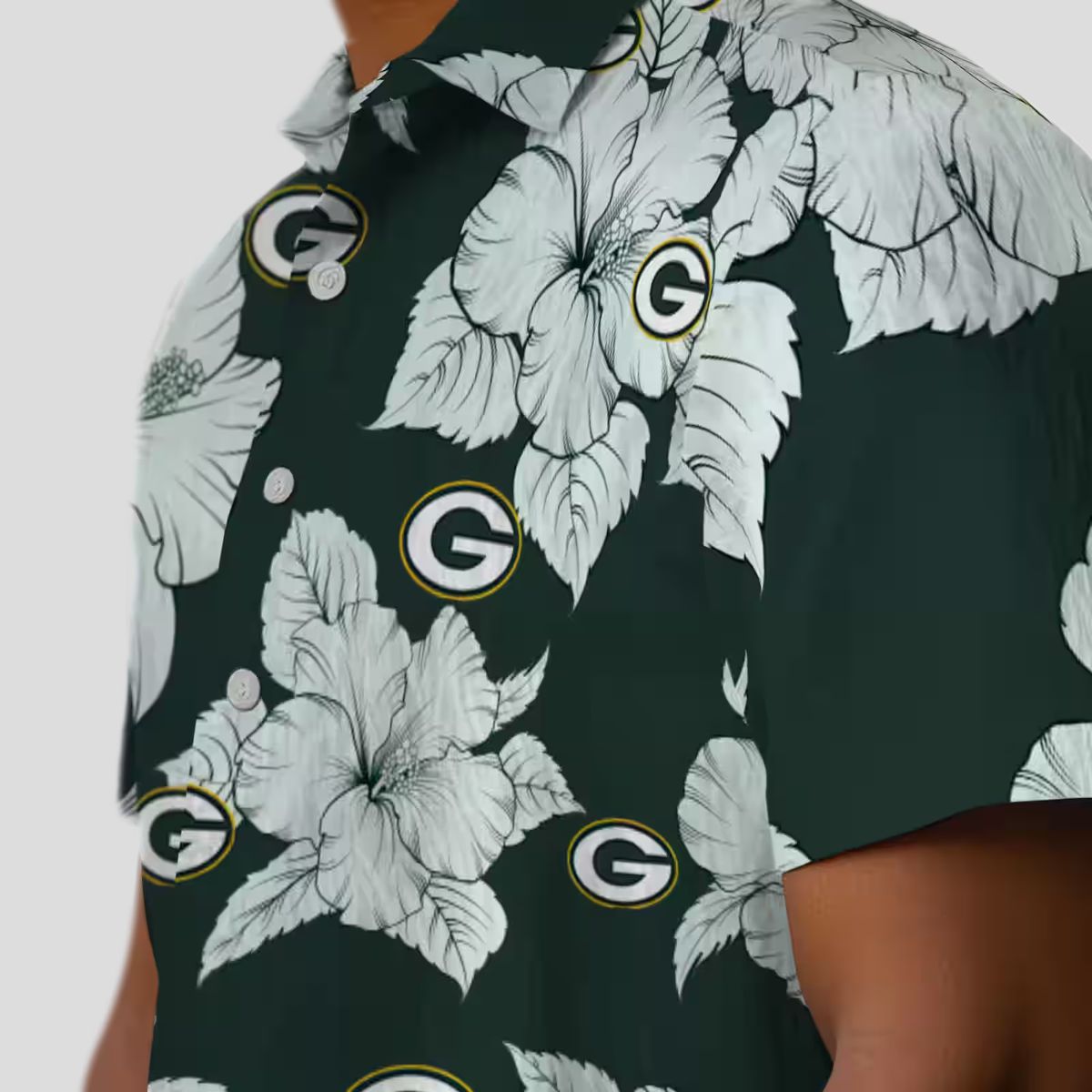 Green Bay Packers Hibiscus Blooms White Hawaiian Shirt, NFL Football Fan Gifts