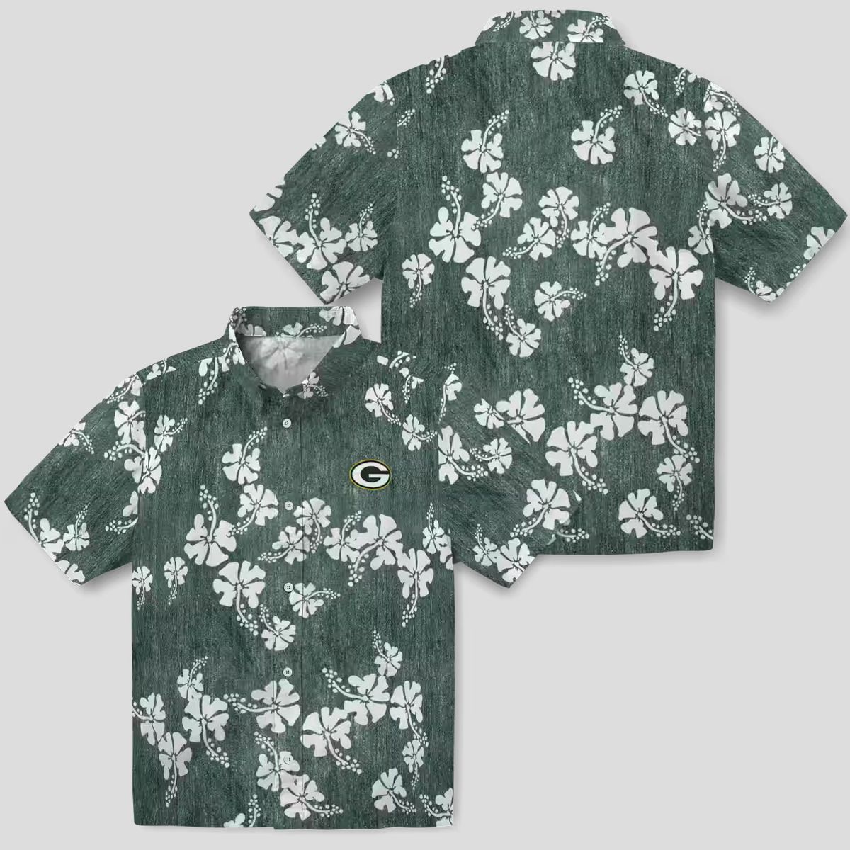 Green Bay Packers Hibiscus Clusters Hawaiian Shirt for Beach & Summer Fun
