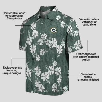 Green Bay Packers Hibiscus Clusters Hawaiian Shirt for Beach & Summer Fun