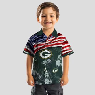 Green Bay Packers Hibiscus US Flag Hawaiian Shirt, Custom NFL Shirt for Vacation