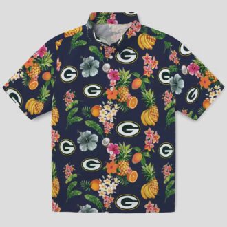 Green Bay Packers Navy Blue Hawaiian Shirt, Hibiscus & Fruit Tropical Shirt for Fans