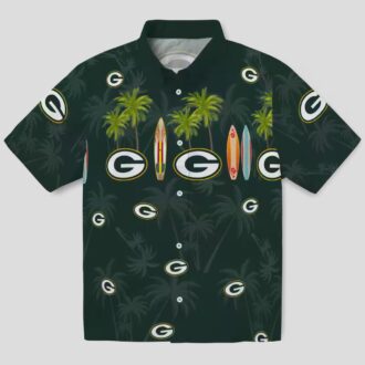 Green Bay Packers NFL Tropical Shirt, Aloha Hawaiian Shirt with Surfboard & Palm Leaves