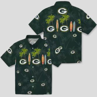 Green Bay Packers NFL Tropical Shirt, Aloha Hawaiian Shirt with Surfboard & Palm Leaves
