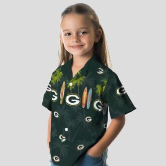 Green Bay Packers NFL Tropical Shirt, Aloha Hawaiian Shirt with Surfboard & Palm Leaves