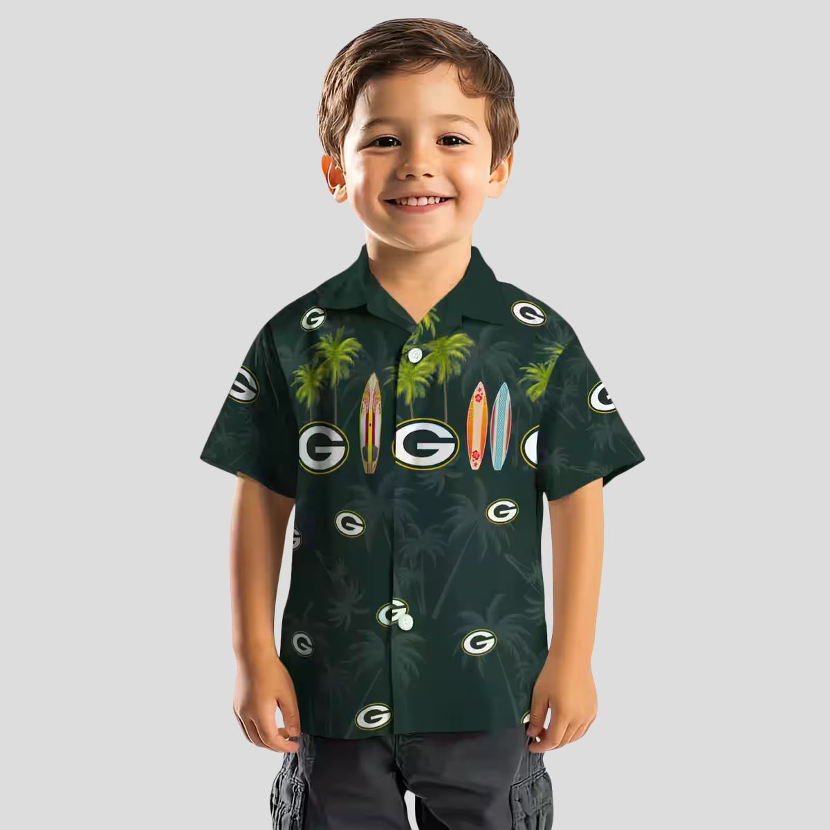 Green Bay Packers NFL Tropical Shirt, Aloha Hawaiian Shirt with Surfboard & Palm Leaves