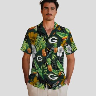 Green Bay Packers Pineapple Toucan Hawaiian Shirt, Tropical Hibiscus Aloha Shirt