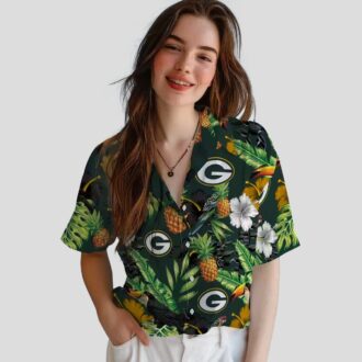 Green Bay Packers Pineapple Toucan Hawaiian Shirt, Tropical Hibiscus Aloha Shirt
