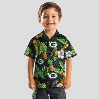 Green Bay Packers Pineapple Toucan Hawaiian Shirt, Tropical Hibiscus Aloha Shirt